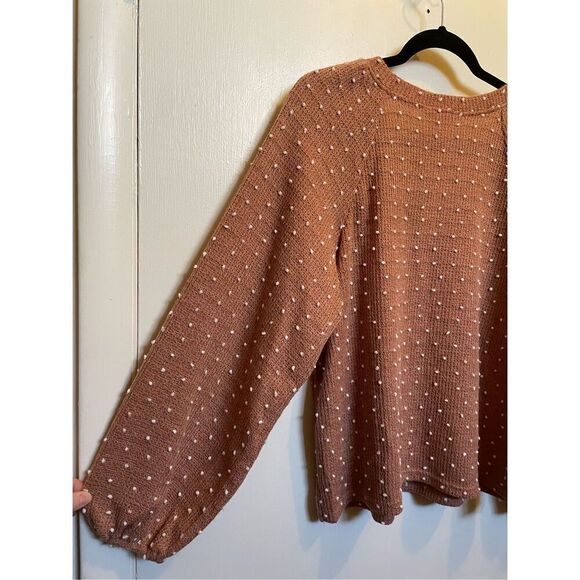 Blu Pepper Polka Dot Henley Style Long Sleeve size M NWT - Picture 12 of 15